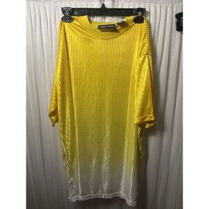 Delf USA Mens Size Large Abstract Hip Hop Pullover Shirt Litewieght Yellow/White